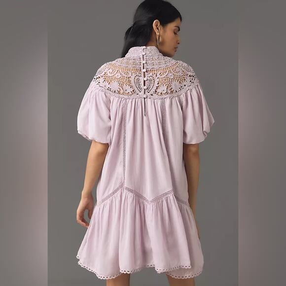 NEW Anthropologie High-Neck Lace Tunic
Mini Dress Medium lavender - Picture 2 of 6